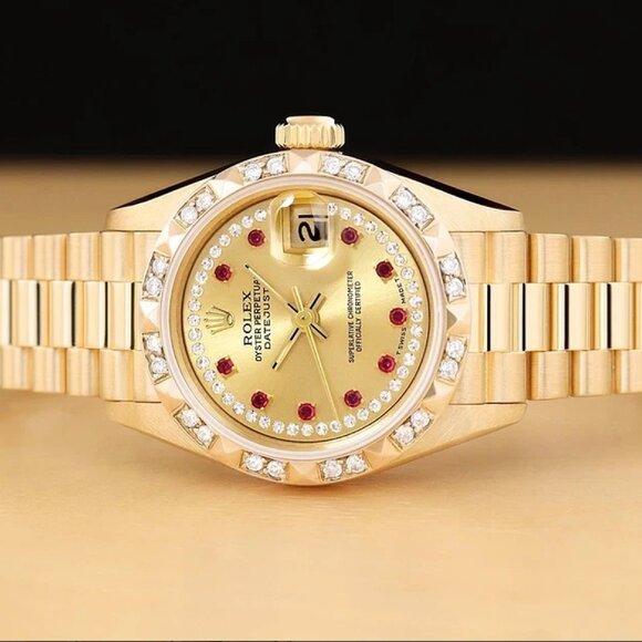 WOW! LADIES ROLEX 1CT++ PRESIDENT RUBY 18KT WITH FULL BOX AND TAG main image 8